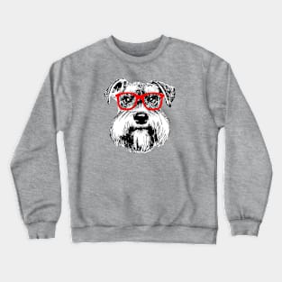 Cute Schnauzer Nerd Red Glasses Crewneck Sweatshirt